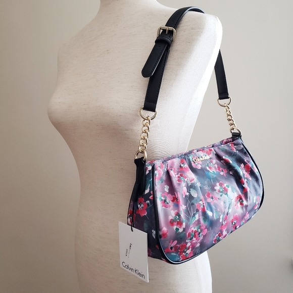 Calvin Klein Floral Nylon Demi Shoulder Bag - Picture 3 of 4